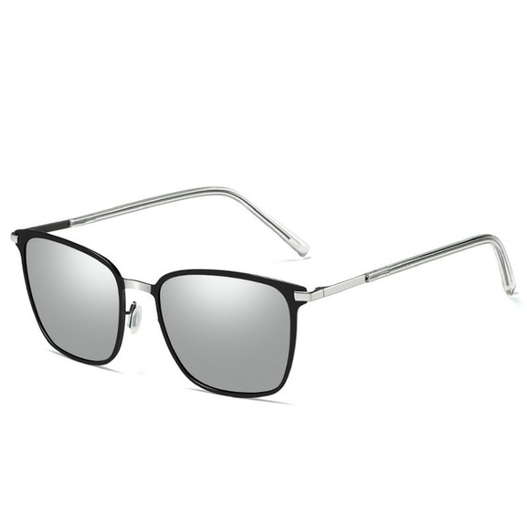 Men Fashion UV400 Square Frame Polarized Sunglasses (Silver & Silver)