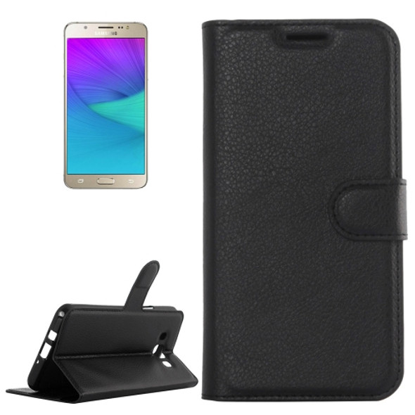 For Galaxy J5 (2016) / J510 Litchi Texture Horizontal Flip Leather Case with Holder & Card Slots & Wallet(Black)