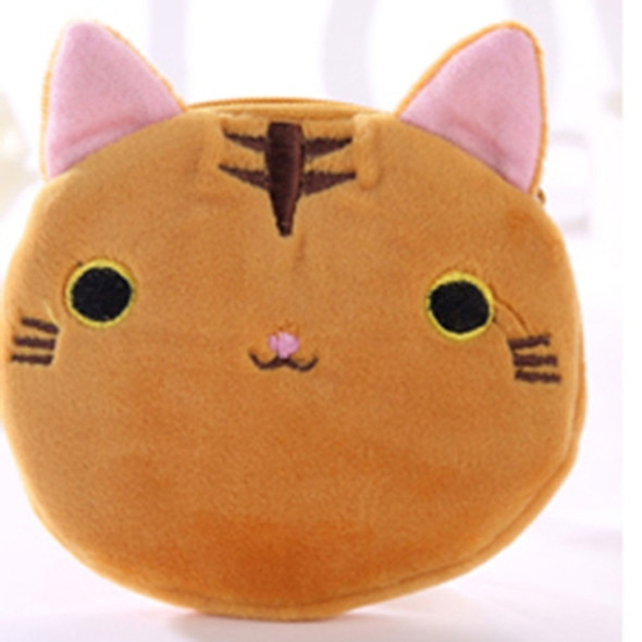 3 PCS Cute Cat Coin Purse Children Plush Coin Purse(Brown)