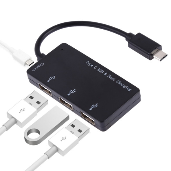 3 in 1 Type-C to Type-C + Card reader + 2 x USB Interfaces Charging HUB, Support PD Fast Charging(Black)