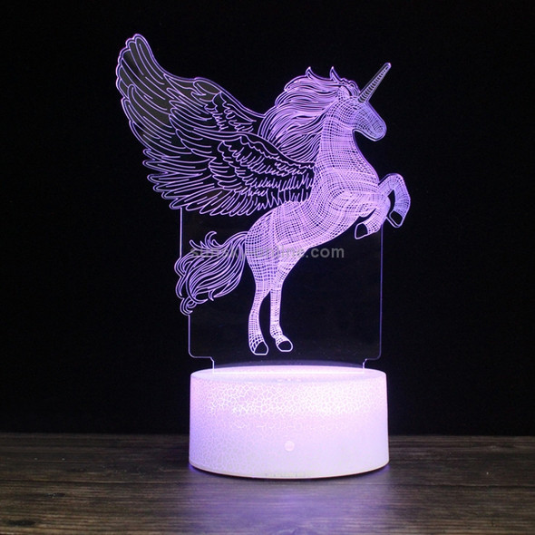 Leap Up Unicorn Shape Creative Wood Base 3D Colorful Decorative Night Light Desk Lamp, Remote Control Version