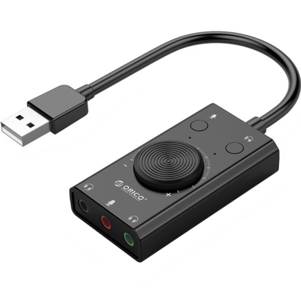 ORICO SC2 Multi-function USB External Driver-free Sound Card with 2 x Headset Ports & 1 x Microphone Port & Volume Adjustment (Black)