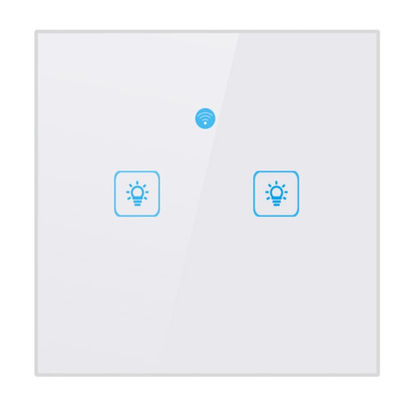 WS-UK-02 EWeLink APP & Touch Control 2A 2 Gangs Tempered Glass Panel Smart Wall Switch, AC 90V-250V, UK Plug