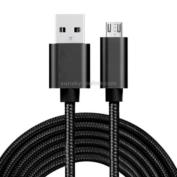 3m 3A Woven Style Metal Head Micro USB to USB Data / Charger Cable, For Galaxy S6 / S6 edge / S6 edge+ / Note 5 Edge, HTC, Sony, Length: 3m(Black)