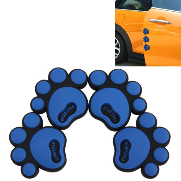 4 PCS Dog Footprint Shape Cartoon Style PVC Car Auto Protection Anti-scratch Door Guard Decorative Sticker(Blue)