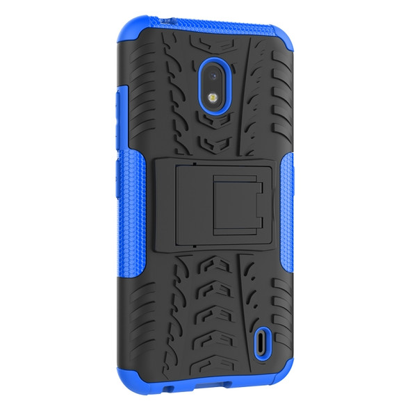 For Nokia 2.2 Tire Texture TPU + PC Shockproof Case with Holder(Blue)