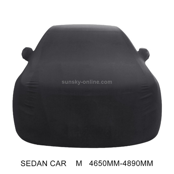 Anti-Dust Anti-UV Heat-insulating Elastic Force Cotton Car Cover for Sedan Car, Size: M, 4.65m~4.89m (Black)