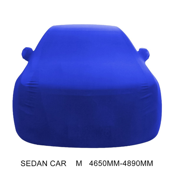 Anti-Dust Anti-UV Heat-insulating Elastic Force Cotton Car Cover for Sedan Car, Size: M, 4.65m~4.89m (Blue)