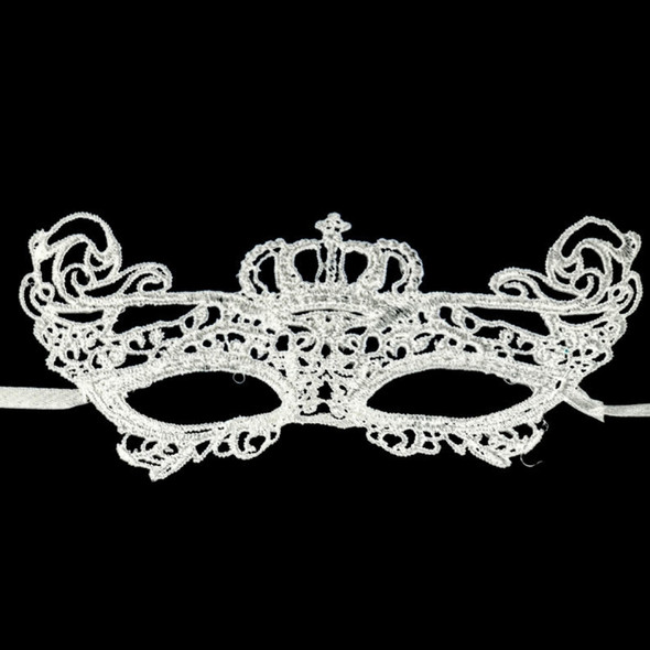 Halloween Masquerade Party Dance Sexy Lady Lace Crown Mask(White)
