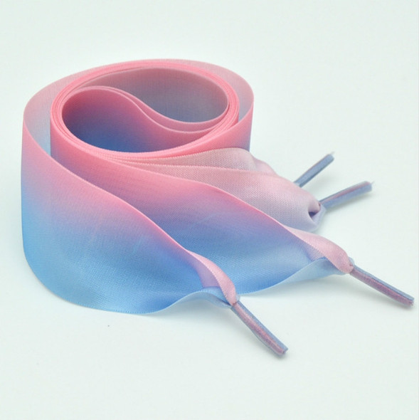 Gradient Color 4cm Width Satin Silk Ribbon Shoelaces Sneaker Sport Shoes White Shoes Laces, Length:150cm(Pink Blue)