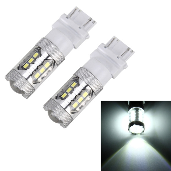 2 PCS T25 / 3156 5W 250LM 6000K Car Auto Turn Light Reversing Lights 16LEDs SMD-2835 Lamps, DC 12V(White Light)