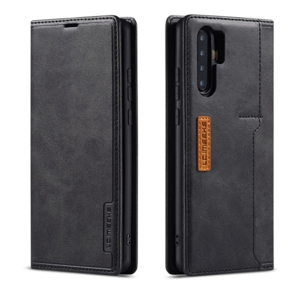 For Huawei P30 Pro LC.IMEEKE LC-001 Series PU + TPU Color Matching Frosted Horizontal Flip Leather Case with Holder & Card Slot(Black)