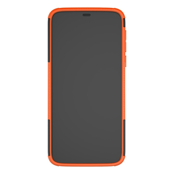 Tire Texture TPU+PC Shockproof Phone Case for Motorola Moto G7 Power, with Holder (Orange)