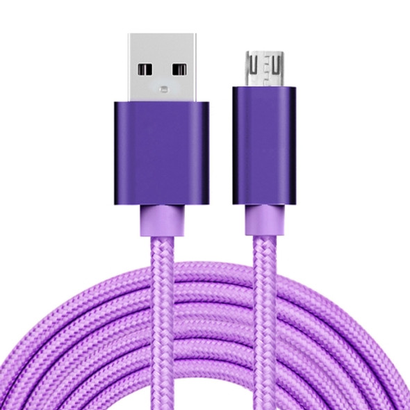 3m 3A Woven Style Metal Head Micro USB to USB Data / Charger Cable, For Samsung / Huawei / Xiaomi / Meizu / LG / HTC and Other Smartphones(Purple)