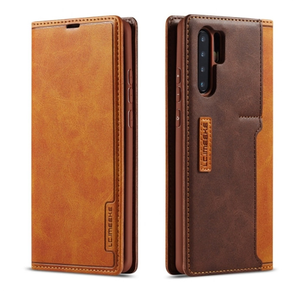 For Huawei P30 Pro LC.IMEEKE LC-001 Series PU + TPU Color Matching Frosted Horizontal Flip Leather Case with Holder & Card Slot(Brown)