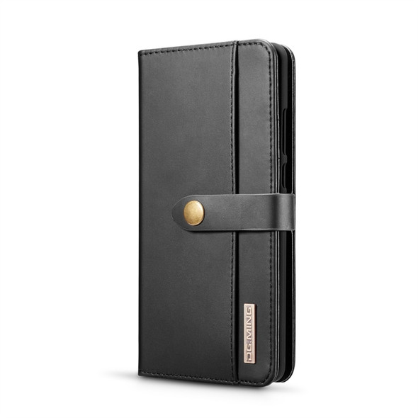 DG.MING Lambskin Detachable Horizontal Flip Magnetic Case for Huawei P30 Pro, with Holder & Card Slots & Wallet (Black)