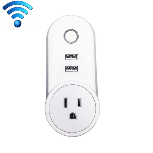 SA-002 2 USB Ports + 1 US Socket WiFi Smart Power Plug Socket, Compatible with Alexa and Google Home, AC 110V-230V, US Plug