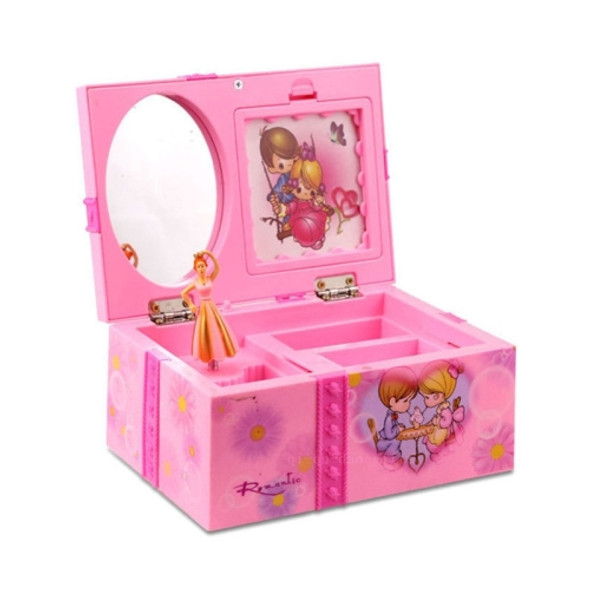 Girly Heart Dancing Girl Jewelry Storage Music Box, Style:Love(Pink)