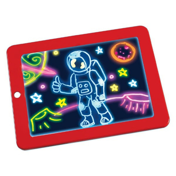 LED Writing Board 3D Magic Drawing Pad Creative Children Drawing Toys(Red)