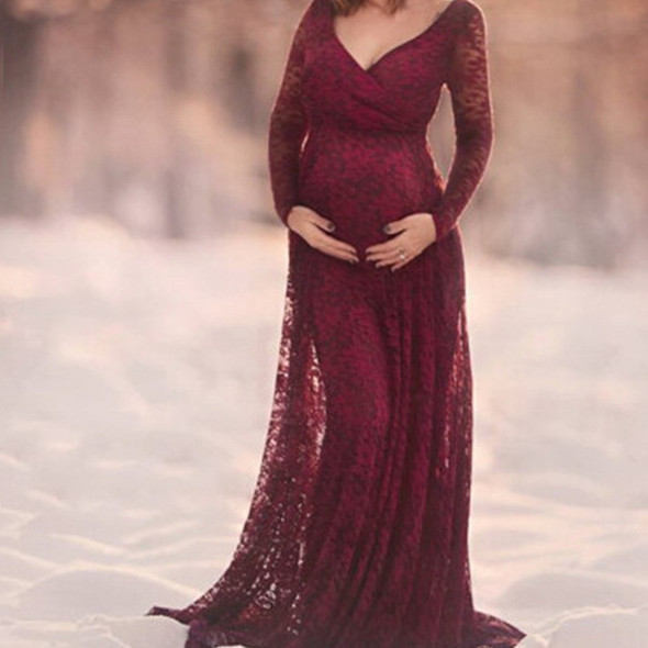 Elegant Maternity Dresses, Size:M(Wine Red)