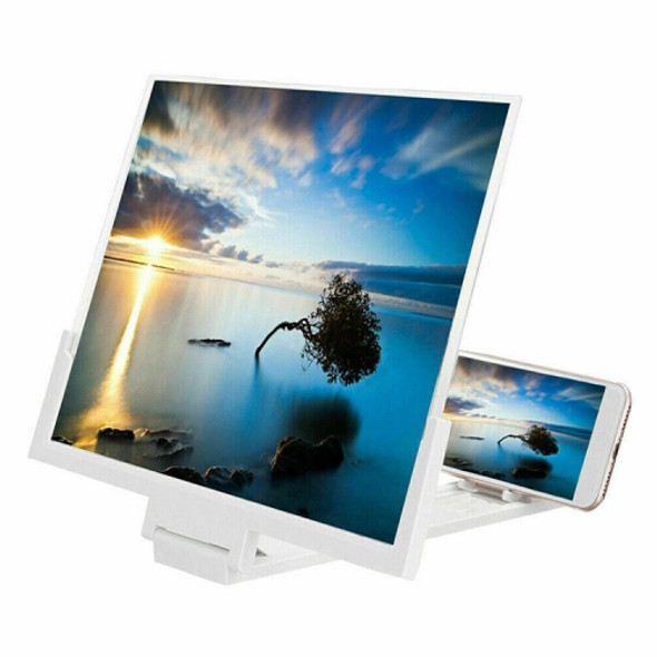 F3 14 inch Radiation Protection Universal Mobile Phone Screen Amplifier 3D HD Video Amplifier with Stand(White)