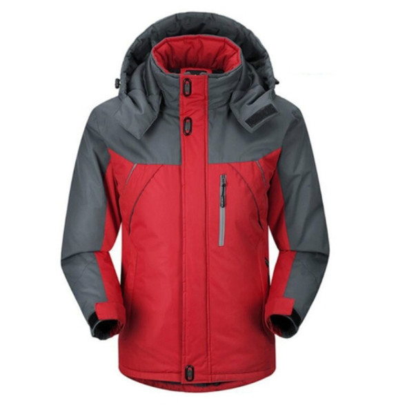 Men Winter Thick Fleece Waterproof Outwear Down Jackets Coats, Size: L(Red)