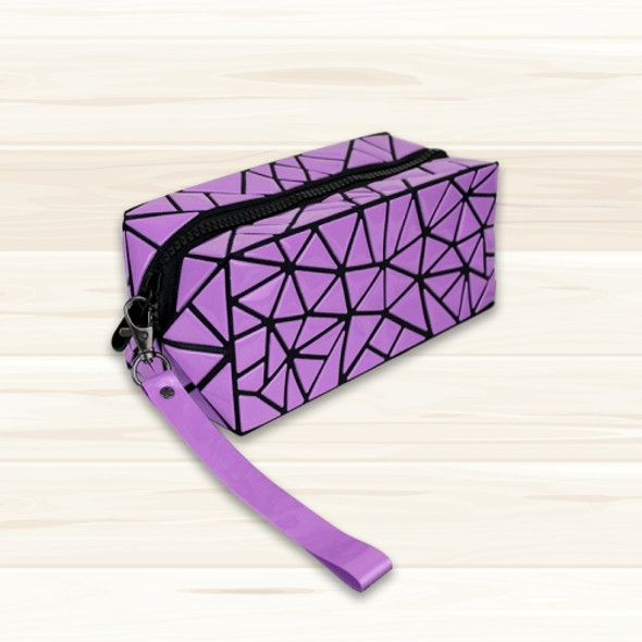 Laser Foldable Geometry Lingge Waterproof Portable Lady Cosmetic Bag Girl Portable Large Capacity(Violet)