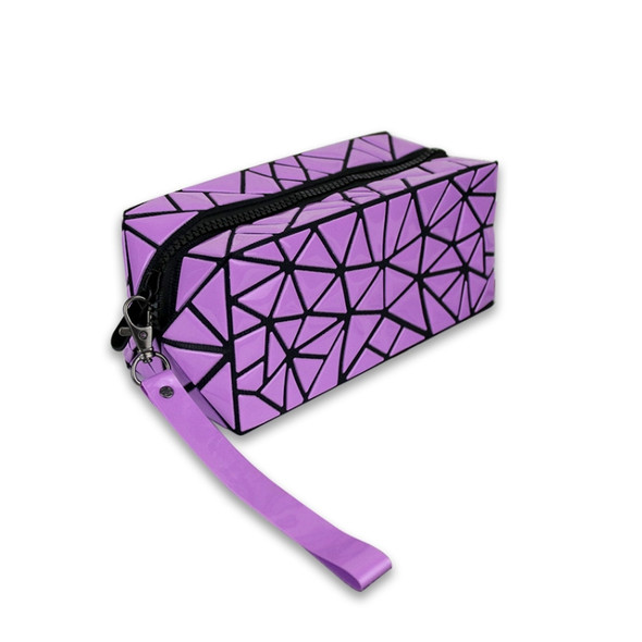 Laser Foldable Geometry Lingge Waterproof Portable Lady Cosmetic Bag Girl Portable Large Capacity(Violet)