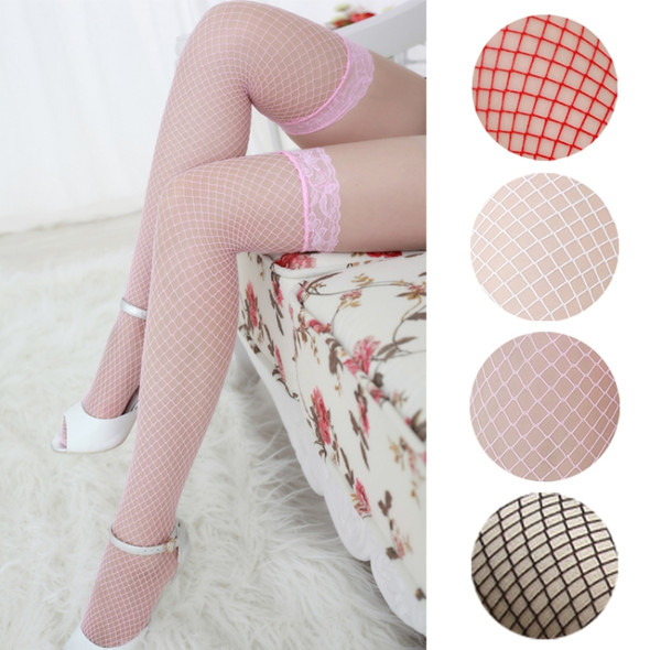 Sexy Linger Over Knee Socks Sexy Fishnet Lace Nylon Top Mesh Thigh High Stockings Pantyhose Long Tights(Red)