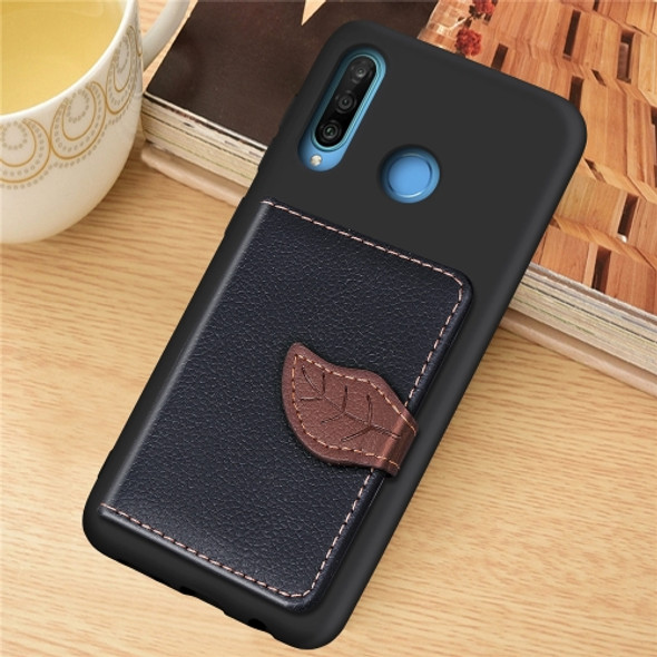 Leaf Buckle Litchi Texture Card Holder PU + TPU Case with Card Slot & Holder & Wallet & Photo Frame for Huawei Nove 4E / P30 Lite(Black)