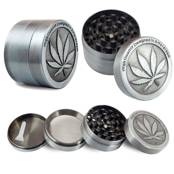 2 PCS Weed Grinder Metal Stainless Steel Maple leaf Type Herbal Herb Tobacco Grinder, Size:50MM 4 laryers