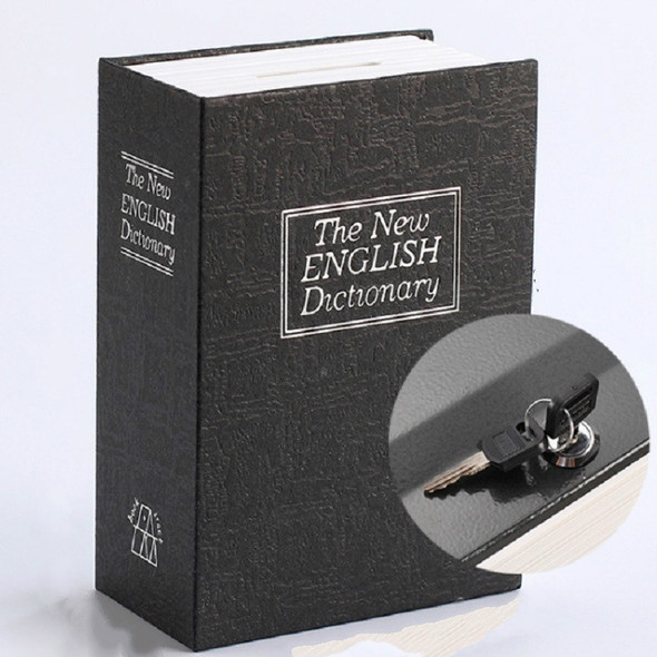 Simulation English Dictionary Book Safe Piggy Bank Creative Bookshelf Decoration, Trumpet Key Version, Color:Black
