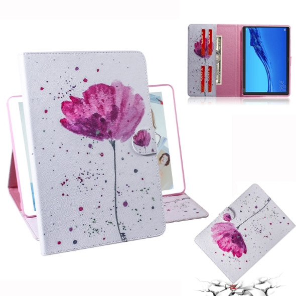 Purple Orchids Pattern Horizontal Flip Leather Case for Huawei MediaPad M5 Lite 10.1, with Holder & Card Slot & Wallet