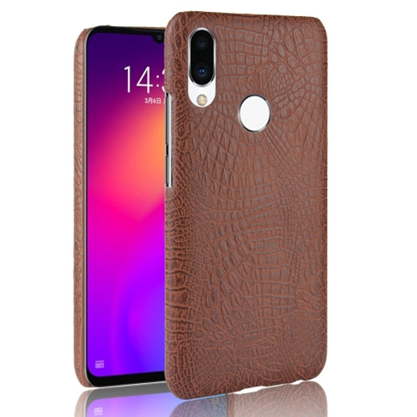 Shockproof Crocodile Texture PC + PU Case for Meizu Note 9 (Brown)