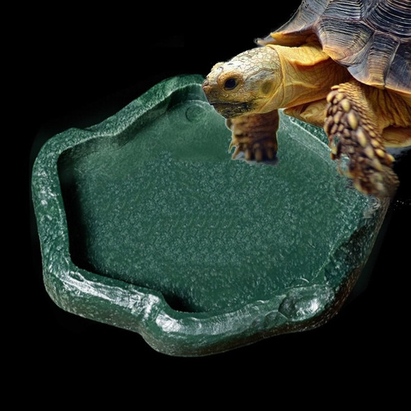 Lizard Resin Food Bowl Rock Reptile Drinking Tray, SIZE:14x12x1.6cm, Color:Green