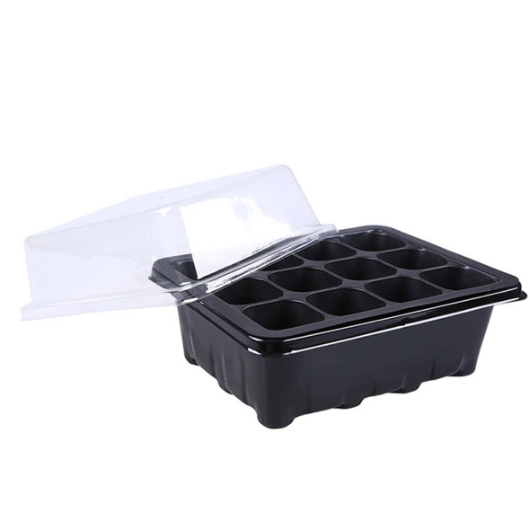 5 PCS Seedling Tray Sprout Plate 12 Holes Nursery Pots Tray Lids Box For Gardening Bonsai Mini Greenhouse Nursery Plate(Black)