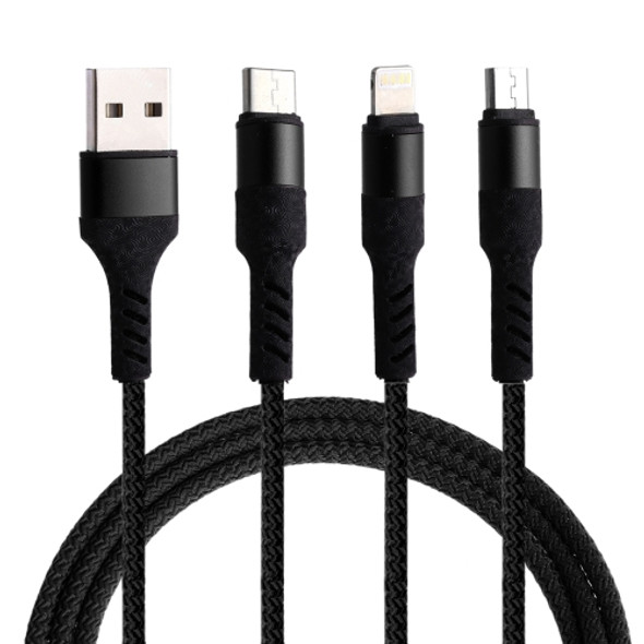 Micro USB / 8 Pin / Type-C to USB High Speed Weave Charging Cable(Black)