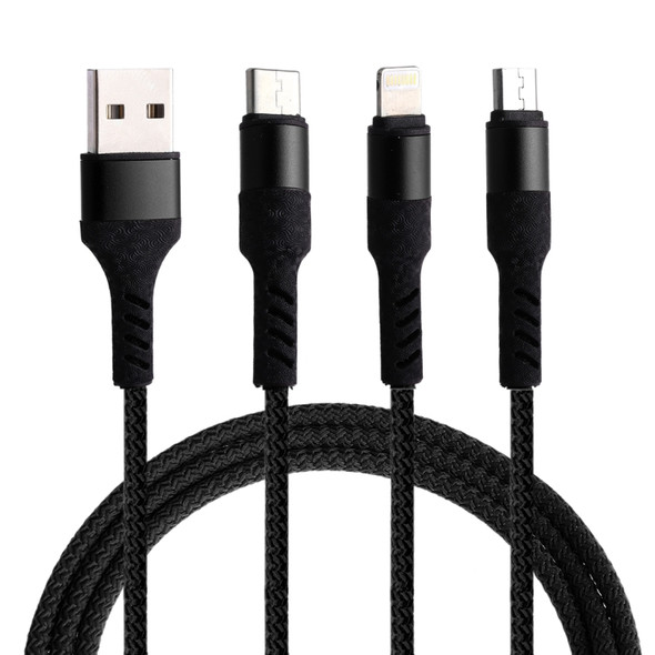 Micro USB / 8 Pin / Type-C to USB High Speed Weave Charging Cable(Black)