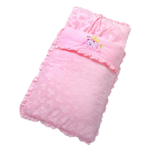 Autumn and Winter Models Thicken Baby Sleeping Bag Cartoon Embroidery Baby Stroller Accessories(Pink)