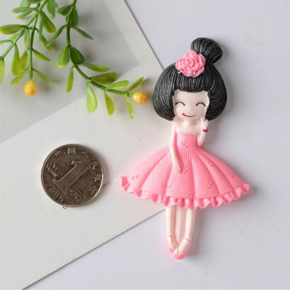 2 PCS Princess Skirt Girl Creative Refrigerator Stickers Home Decoration Magnetic Message Post(Pink Basin Hair)