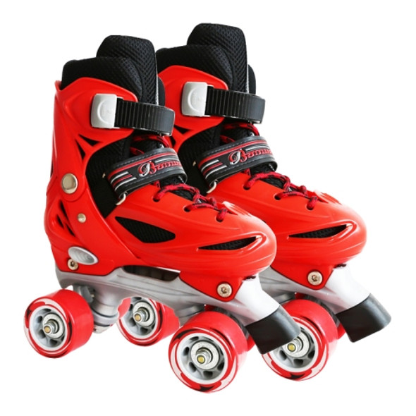 Banwei Children Double Row Four-wheel Roller Skates Skating Shoes, Size : M(Red)
