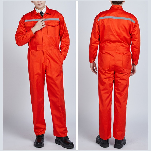 Waterproof Windproof Cotton Reflective Fashion Men And Women Conjoined Working Uniforms, Size:180/XXL(Orange)