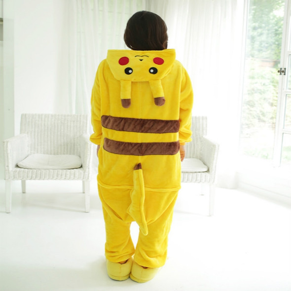 Adults Animal Pajamas Set Cartoon Women Men Winter Unisex Flannel Stitch Pajamas, Color:Pikachu(L)