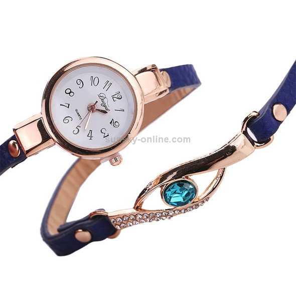 3 PCS Eye Shape Gemstone Bracelet Watch for Women(Blue)