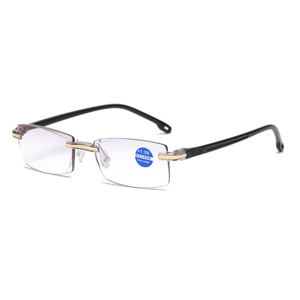 Rimless Anti Blue-ray Blue Film Lenses Presbyopic Glasses, +2.50D(Black)