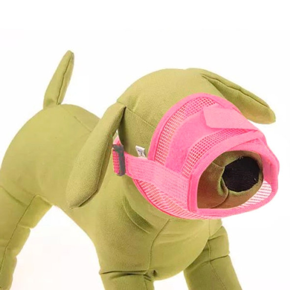 Dog Muzzle Breathable Nylon Comfortable Soft Mesh Adjustable Pet Mouth Mask Prevent Bite, Size L: 18-24cm(Pink)