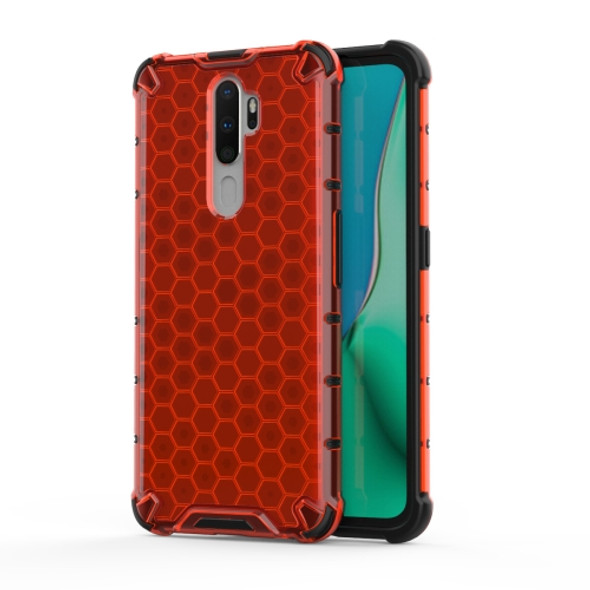 For Oppo A9 (2020) Shockproof Honeycomb PC + TPU Case(Red)