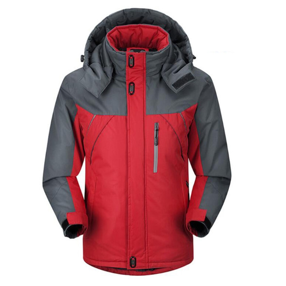 Men Winter Thick Fleece Waterproof Outwear Down Jackets Coats, Size: XXXXXL(Red)