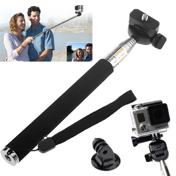 ST-55 Extendable Pole Monopod with Tripod Mount Adapter for GoPro HERO5 Session /5 /4 Session /4 /3+ /3 /2 /1, Xiaoyi Sport Cameras(Black)