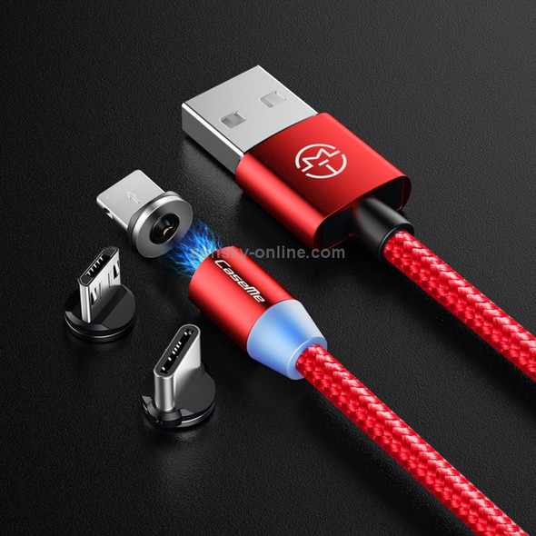 CaseMe 3 in 1 Type-C / 8 Pin / Micro USB to USB Magnetic Charging Cable for Series 1, Length : 1m(Red)